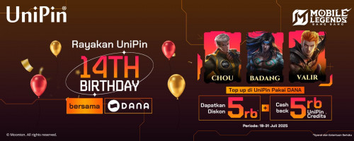 Rayakan #UniPin14Birthday Bersama DANA! – Top Up Makin Hemat dengan Diskon Rp5.000!